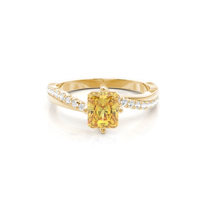 Yellow Diamond Side Stone Engagement Ring