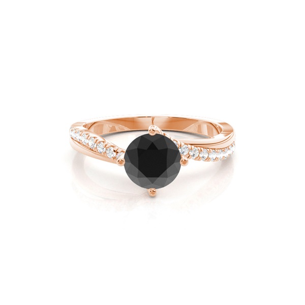 Prong Set Side Stone Engagement Black Diamond Ring