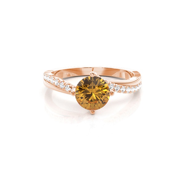 Prong Setting Citrine Side Stone Engagement Ring