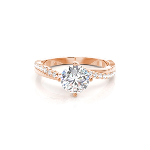 Prong Round Side Stone Diamond Engagement Ring