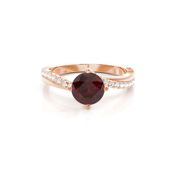 Prong Setting Garnet Side Stone Engagement Ring