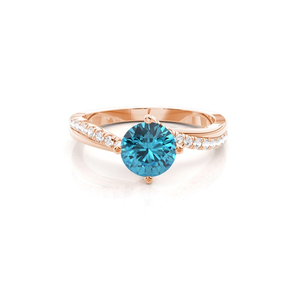 Prong Setting Topaz Side Stone Engagement Ring