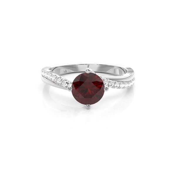 Prong Setting Garnet Side Stone Engagement Ring