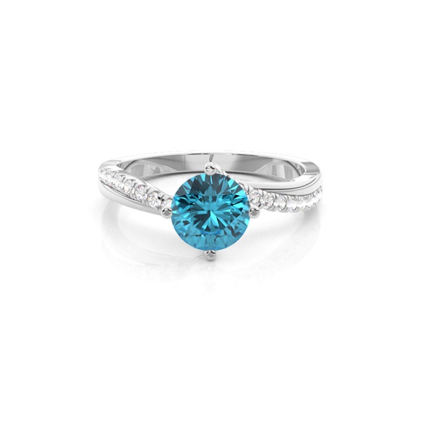 Prong Setting Topaz Side Stone Engagement Ring