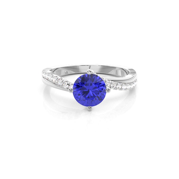 Prong Setting Tanzanite Side Stone Engagement Ring