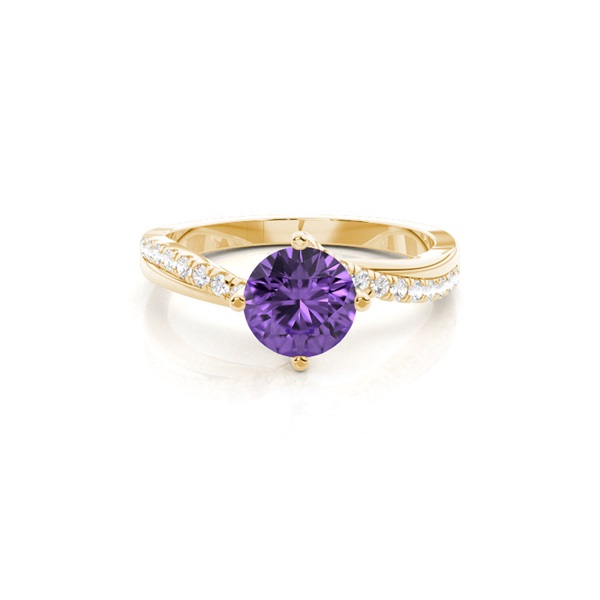 Prong Setting Amethyst Side Stone Engagement Ring