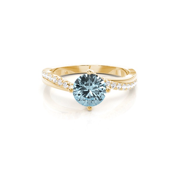 Prong Setting Aquamarine Side Stone Engagement Ring