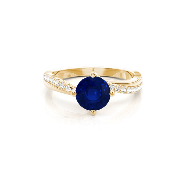 Prong Setting Blue Sapphire Side Stone  Engagement Ring