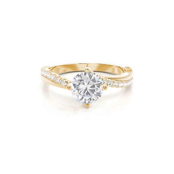 Prong Round Side Stone Moissanite Engagement Ring