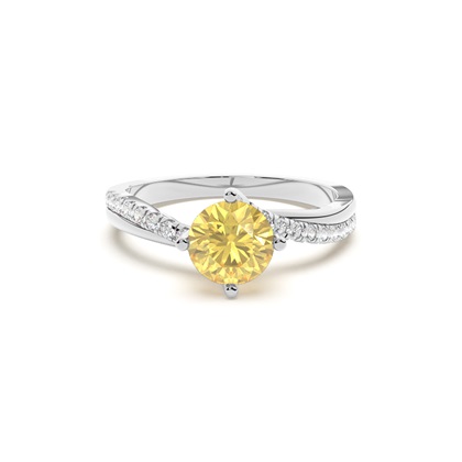 Yellow Diamond Side Stone Engagement Ring