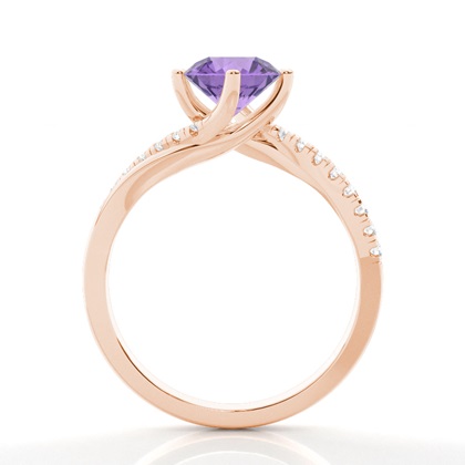 Verlobungsring Mit Amethyst-Seitenstein In Krappenfassung