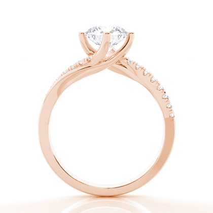 Prong Round Side Stone Moissanit Verlobungsring