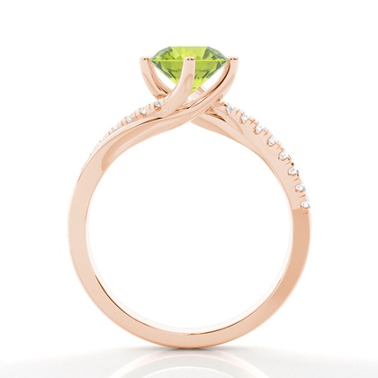 Verlobungsring Mit Peridot-Seitenstein In Krappenfassung