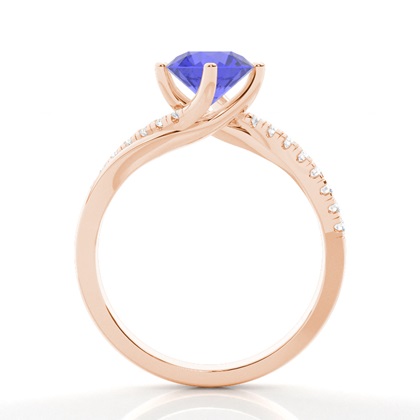 Verlobungsring Mit Tansanit-Seitenstein In Krappenfassung