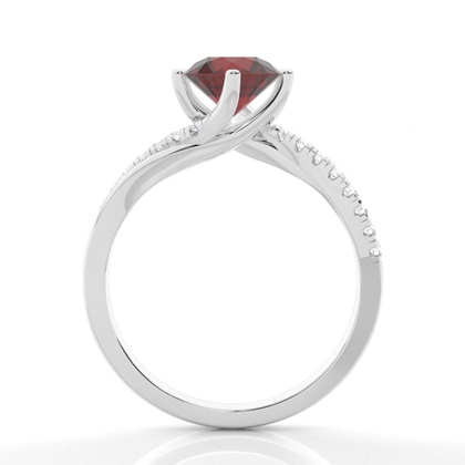 Granat Seitenstein Verlobungsring In Krappenfassung