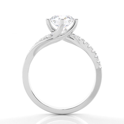 Prong Round Side Stone Moissanit Verlobungsring