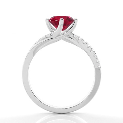 Prong Setting Ruby Side Stone  Engagement Ring