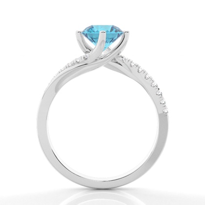 Topas-Seitenstein-Verlobungsring In Krappenfassung