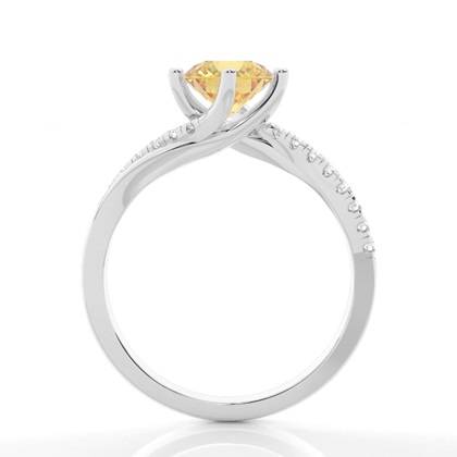 Yellow Diamond Side Stone Engagement Ring