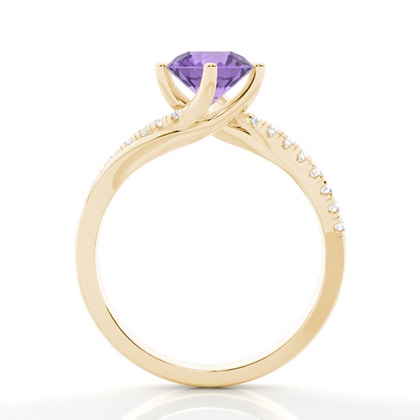 Verlobungsring Mit Amethyst-Seitenstein In Krappenfassung