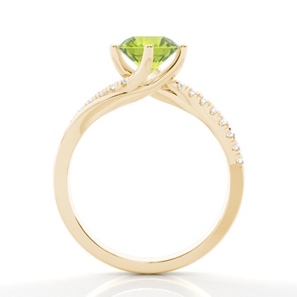 Verlobungsring Mit Peridot-Seitenstein In Krappenfassung