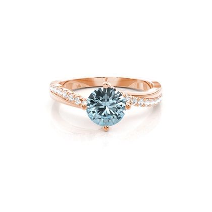 Prong Setting Aquamarine Side Stone Engagement Ring