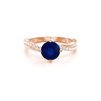 Prong Setting Blue Sapphire Side Stone  Engagement Ring