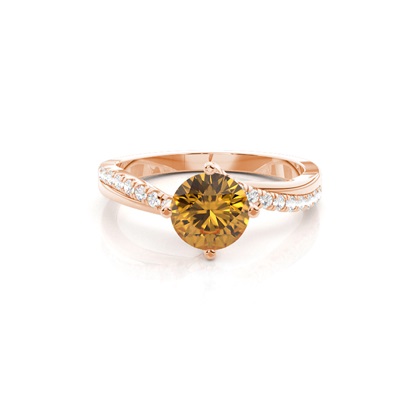 Prong Setting Citrine Side Stone Engagement Ring