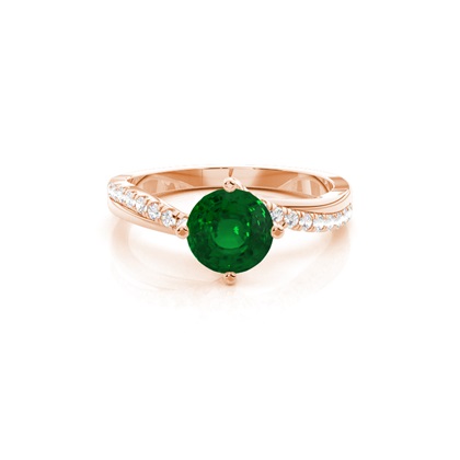 Prong Setting Emerald Side Stone  Engagement Ring