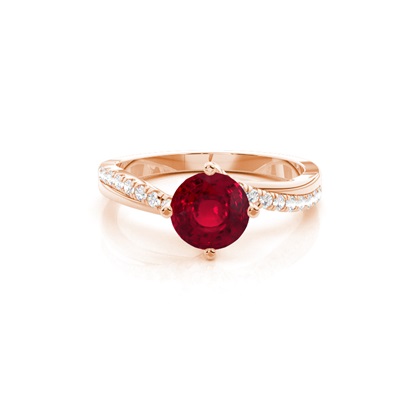 Prong Setting Ruby Side Stone  Engagement Ring
