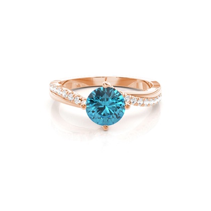 Prong Setting Topaz Side Stone Engagement Ring