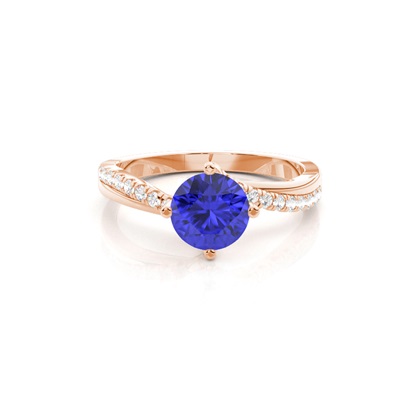 Prong Setting Tanzanite Side Stone Engagement Ring