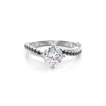 Prong Set Side Stone Engagement Black Diamond Ring