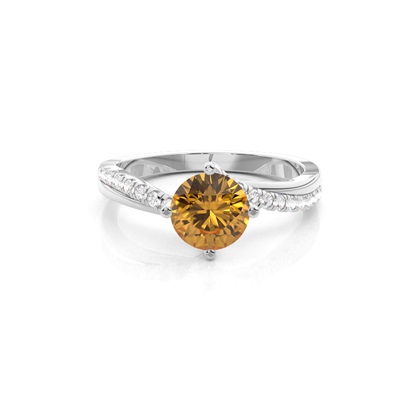 Prong Setting Citrine Side Stone Engagement Ring