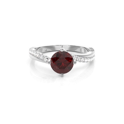 Prong Setting Garnet Side Stone Engagement Ring