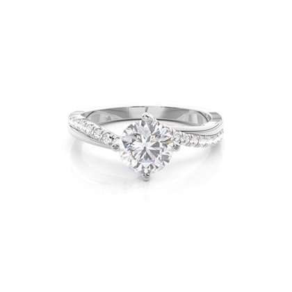 Prong Round Side Stone Moissanite Engagement Ring