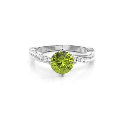 Prong Setting Peridot Side Stone Engagement Ring