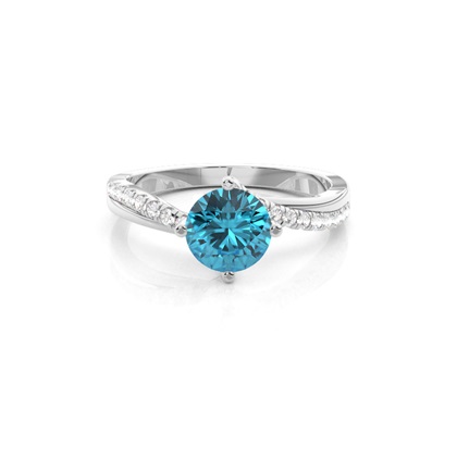 Prong Setting Topaz Side Stone Engagement Ring