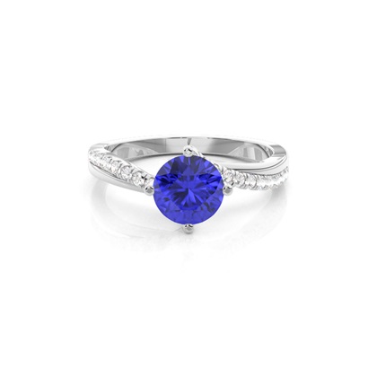 Prong Setting Tanzanite Side Stone Engagement Ring