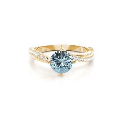 Prong Setting Aquamarine Side Stone Engagement Ring