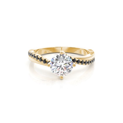 Prong Set Side Stone Engagement Black Diamond Ring