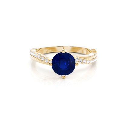 Prong Setting Blue Sapphire Side Stone  Engagement Ring