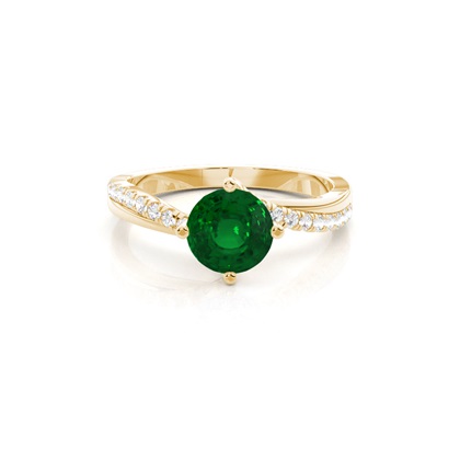 Prong Setting Emerald Side Stone  Engagement Ring