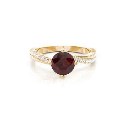 Prong Setting Garnet Side Stone Engagement Ring