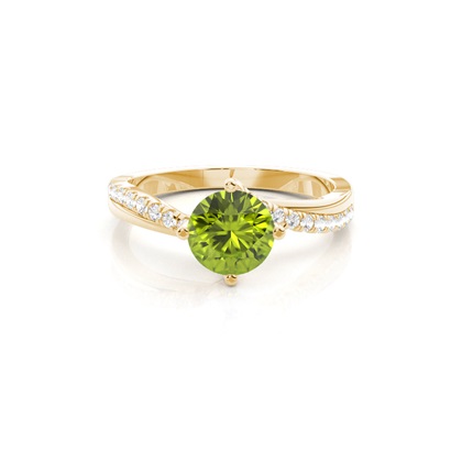 Prong Setting Peridot Side Stone Engagement Ring
