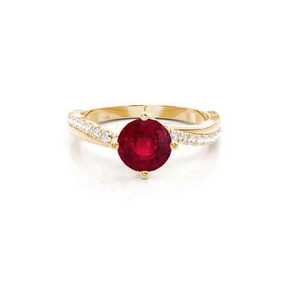 Prong Setting Ruby Side Stone  Engagement Ring