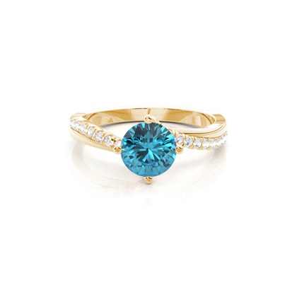 Prong Setting Topaz Side Stone Engagement Ring