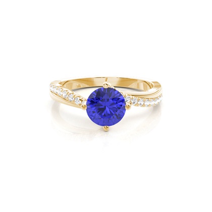 Prong Setting Tanzanite Side Stone Engagement Ring
