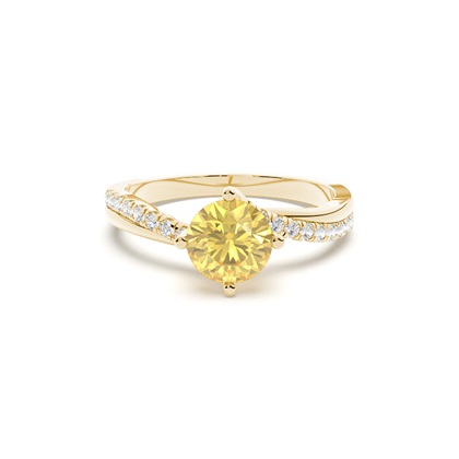 Yellow Diamond Side Stone Engagement Ring