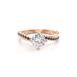 Prong Set Side Stone Engagement Black Diamond Ring